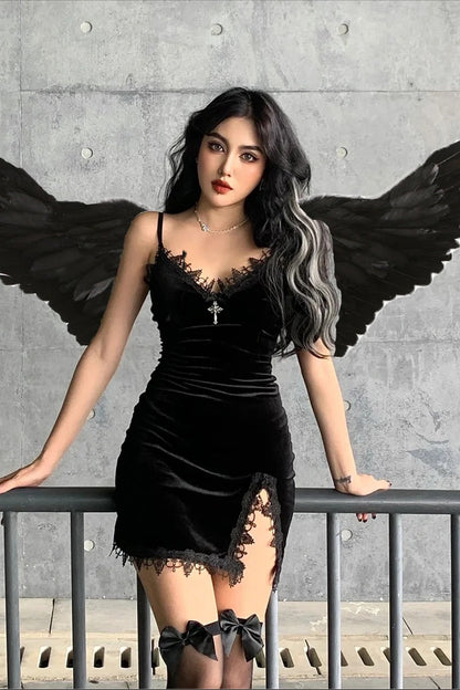 Vintage Halloween Black Swan Dress