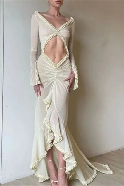 Low Cut Backless Midi Dress