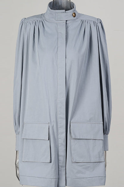 Relaxed Pleated Detail Jacket Blue / One Size