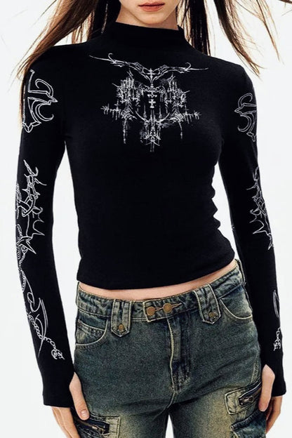 Y2K High Neck T-Shirt