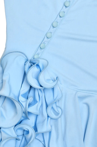 Ruffle Hem Halter Mini Dress