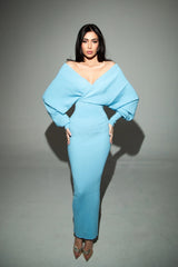 Deep V Backless Knit Sweater Dress