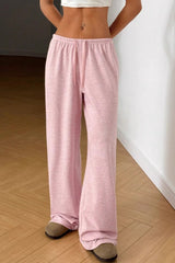 Solid Drawstring Waist Knit Pants