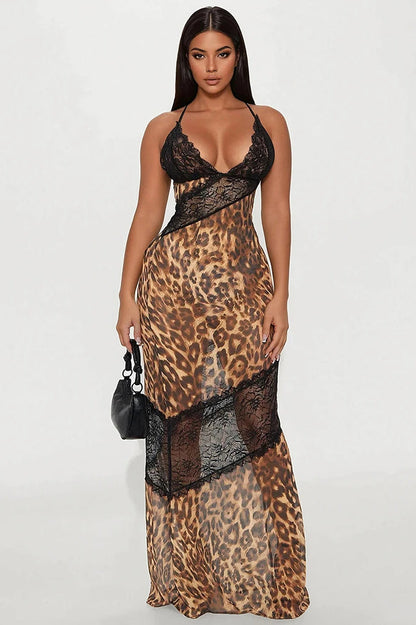 Weird Puss Mesh Patchwork Maxi Dress