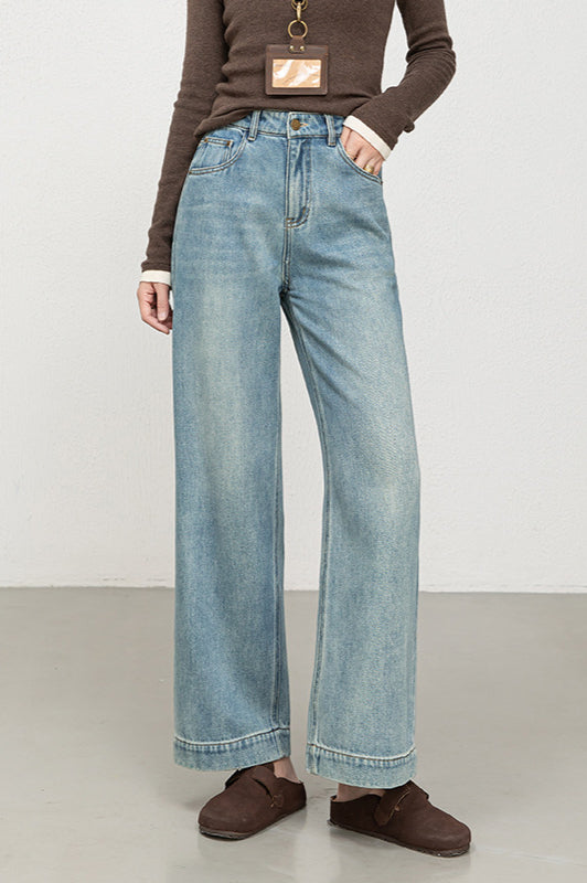 Soft High Rise Embroidered Cropped Jeans Blue / S