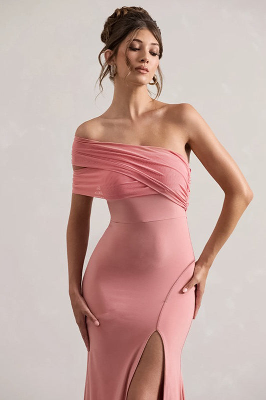 Mesh Asymmetric Formal Dress