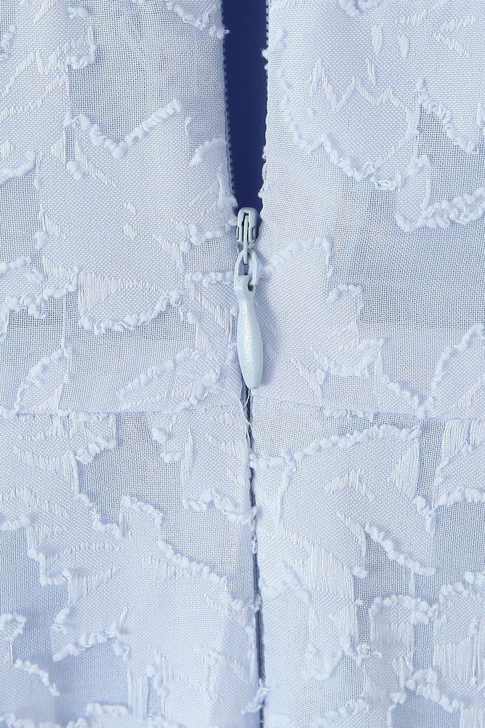 Romantic Blue Halter Jacquard Party Dress