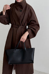 Oversized One Button Stand Collar Overcoat