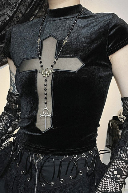 Halloween Cross Crop T-Shirt