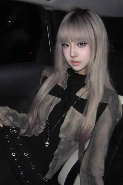 Punk Cross Contrast Long Sleeve T-Shirt