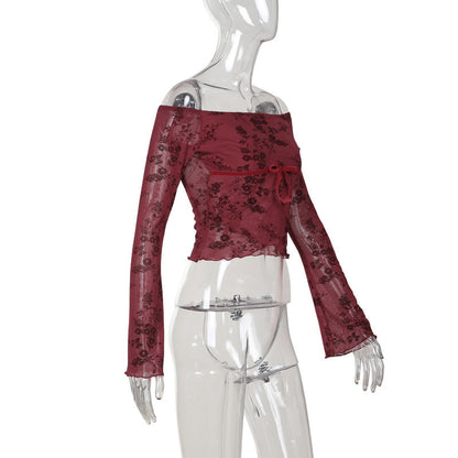 Rush Off-Shoulder Top-Maroon