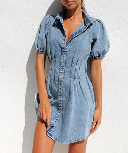 Denim Rue Mini Dress - Blue
