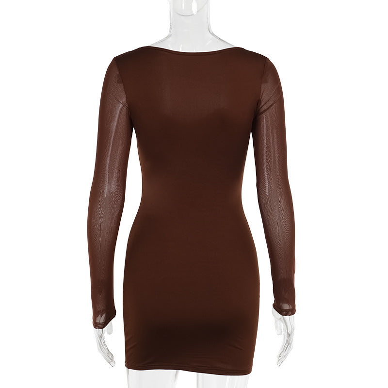 Connie Mini Dress-Brown