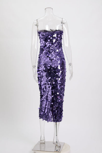 Sparkly Babe Midi Dress - Purple