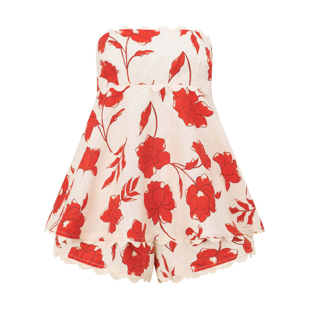 Floret Tube Co-Ord - Red