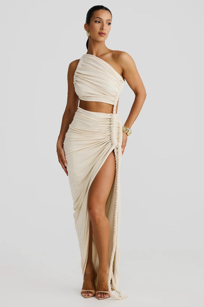 Delia Asymmetrical Dress - Beige