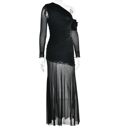 Soprano One-Shoulder Dress - Black