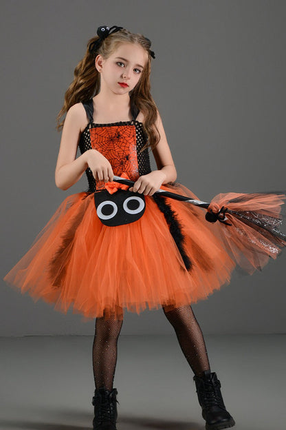 Spider Web Witch Dress Kid Halloween Costume