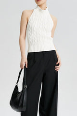 Cable Crochet Halter Knit Top