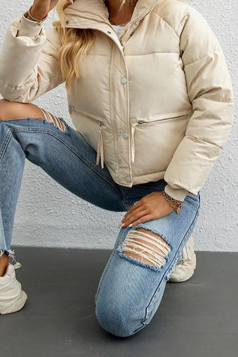 Short Stand Collar Puffer Coat coats