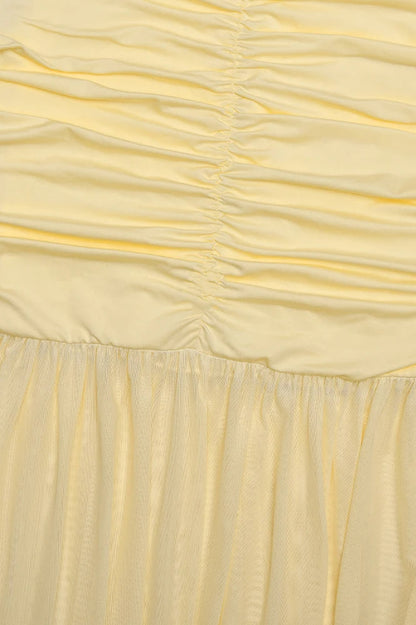 Patchwork V-Neck Ruched Backless Maxi Dress