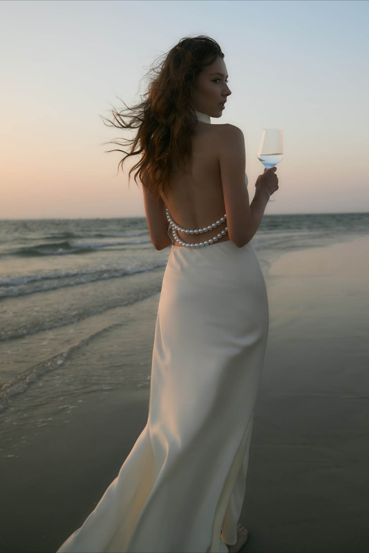 Satin V-Neck Halter Backless Maxi Party Dress