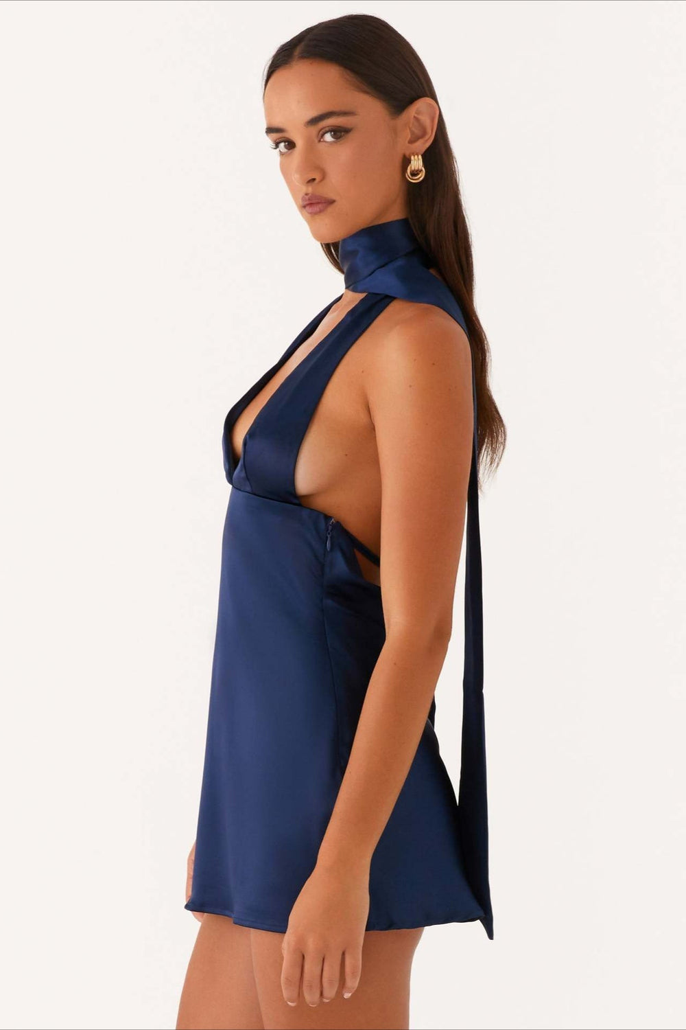 Deep V Backless Ribbon Cocktail Dress