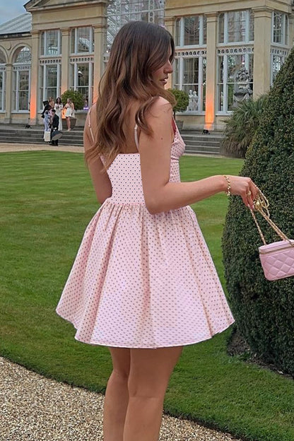 Polka Dot V-Neck Butterfly A-Line Mini Dress