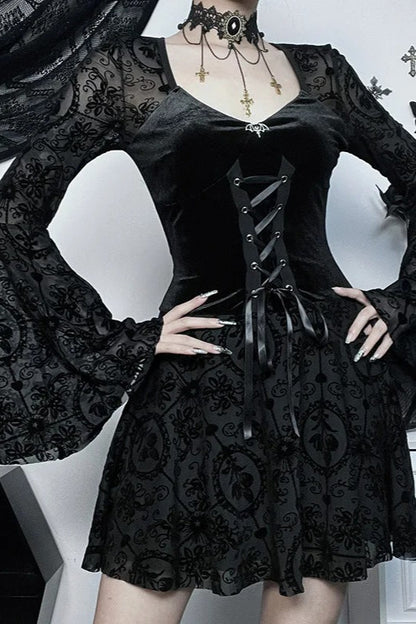 Lace Patchwork Halloween Gothic Dress