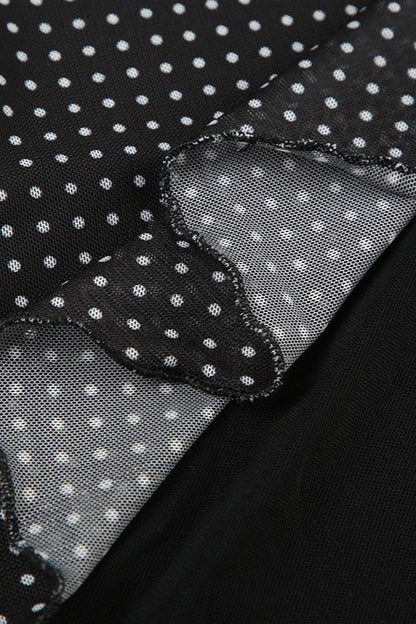Polka Dot A-Line Mesh Midi Skirt