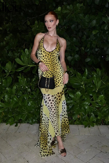 Irregular Cross Halter Maxi Dress