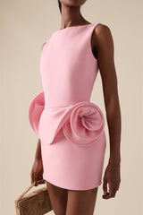 Chic Floral Embellished Party Dress XS / Pink