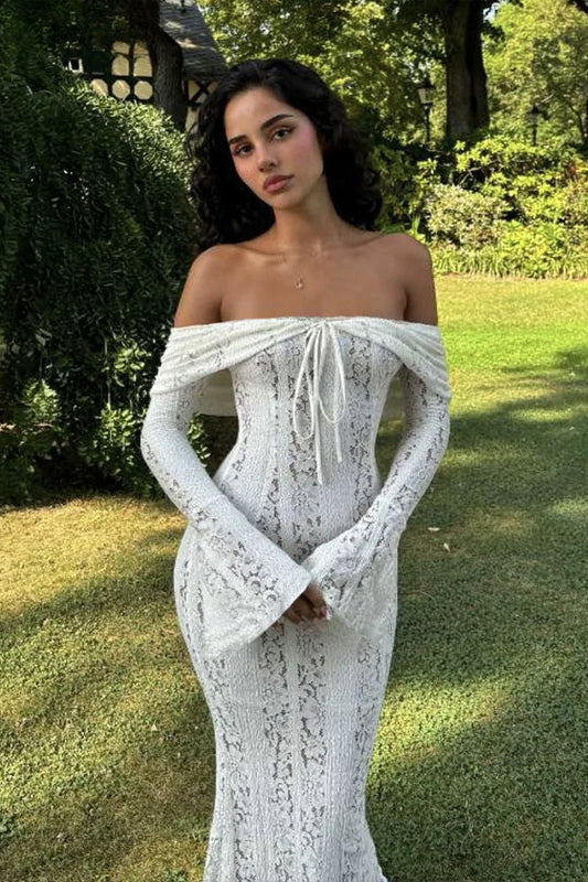 Backless Mesh Patchwork Maxi Dress