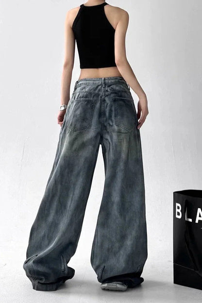 Tie Dye Ripped Wide Leg Jeans