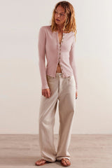 Solid Color Ribbed Cardigan