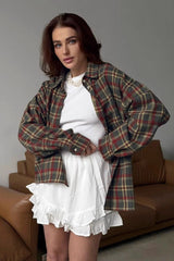 Plaid Vintage Relaxed Fit Blouse