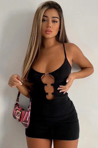 Heart Cutout Halter Mini Dress