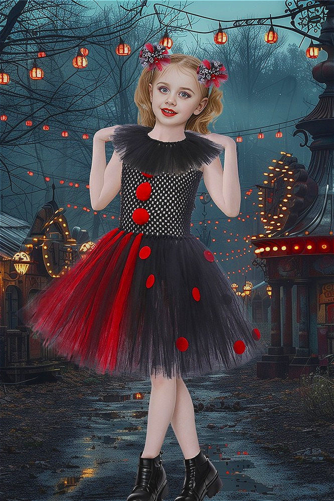 Red Clown Dress Kid Halloween Costume