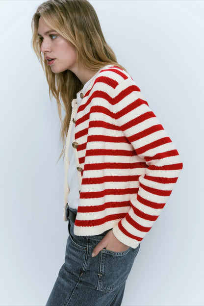 Classic Stripe Knit Cardigan