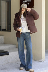 Faux Fur Panel Cropped Puffer Jacket