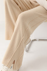 Wool Soft Straight Split Knit Pants