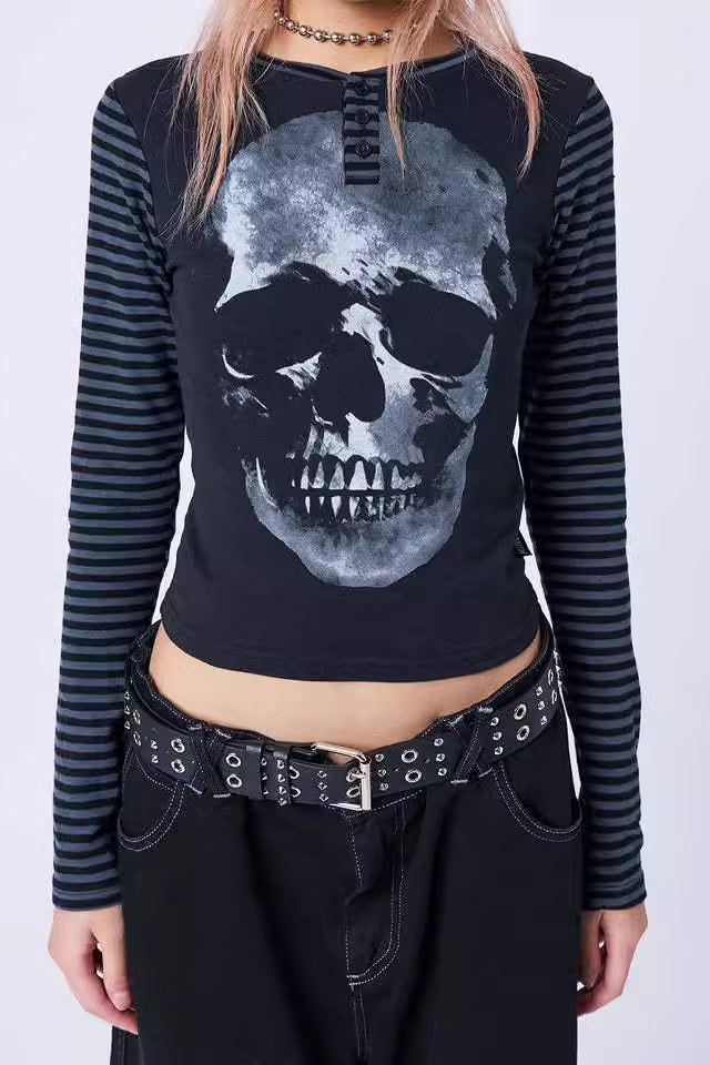 Abstract Skull Stripe T-Shirt