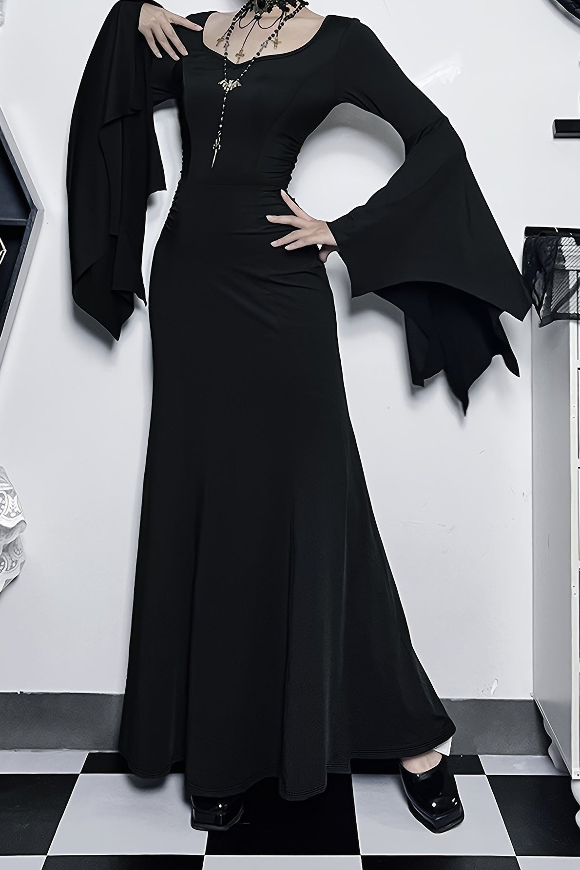 Halloween Gothic Punk Batwing Mermaid Dress