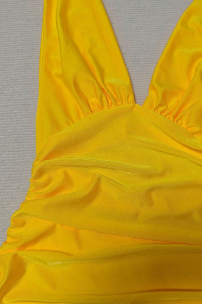 V-Neck Halter Backless Split Maxi Party Dress