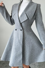 Waisted Dress Style Wool Blend Overcoat