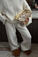 Thermal Ribbed Cuff Tapered Knit Pants