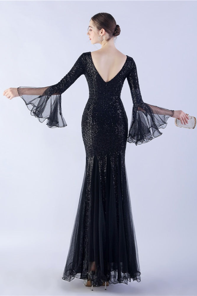 Sequin Ruffled Mesh Party Dress