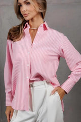 Relaxed Fit Striped Long Sleeve Blouse