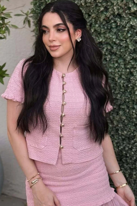 Elegant Knitted Short Sleeve Cropped Cardigan