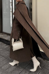 Long Line Scarf Neck Wool Style Overcoat